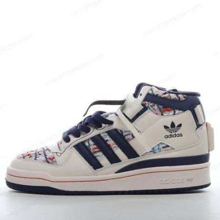 Adidas Forum 84 Mid Sko Herre Og Dame ‘Hvid Navy’ Tilbud GX3958